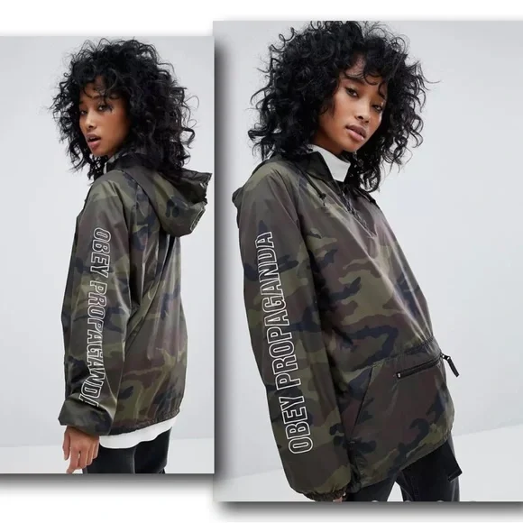 Obey  Propaganda Nylon Hooded Pullover Jacket ASOS - Picture 2 of 16